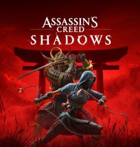 Jaquette d'Assassin's Creed Shadows avec Naoe la shinobi et Yasuke le samouraï dans le Japon féodal