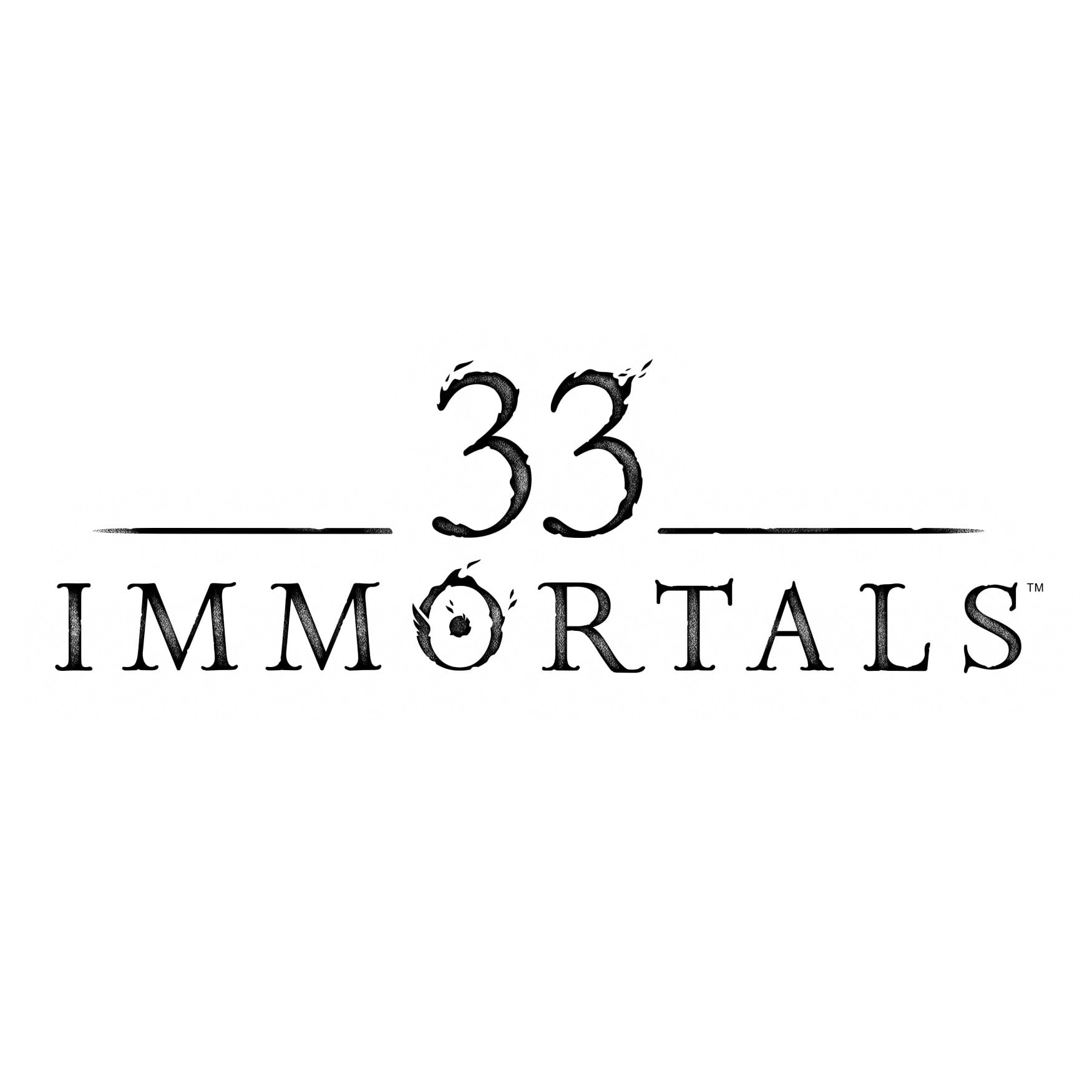 Logo officiel du jeu 33 Immortals en typographie noire stylisée sur fond blanc