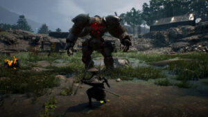 Emma s'apprête à combattre un géant mécanique corrompu dans Beast of Reincarnation