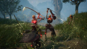 Emma affronte des squelettes mécaniques rouges dans Beast of Reincarnation