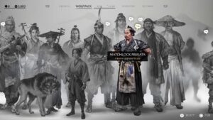 Écran de sélection des PNJ du Wolf Pack dans Ghost of Yōtei