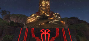 Vue de l’autel rouge de Roman Reigns dans le mode The Island de WWE 2K25