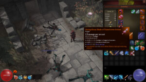 Inventaire complet affiché dans une ruine après combat dans Beyond the Map