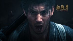 Guerrier japonais criant lame sur l’épaule dans Onimusha Way of the Sword