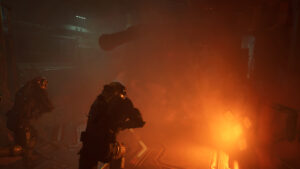 Progression tactique dans un couloir obscur de The Expanse Osiris Reborn