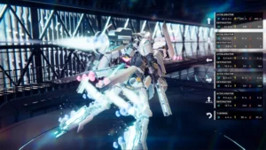 Mecha en propulsion dans un tunnel lumineux avec effets de vitesse et d’énergie