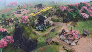 Village japonais fleuri dans Age of Empires IV