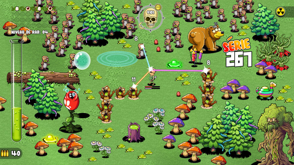 Ground Zero Hero en pleine action avec une série de tirs face à une horde d’ennemis