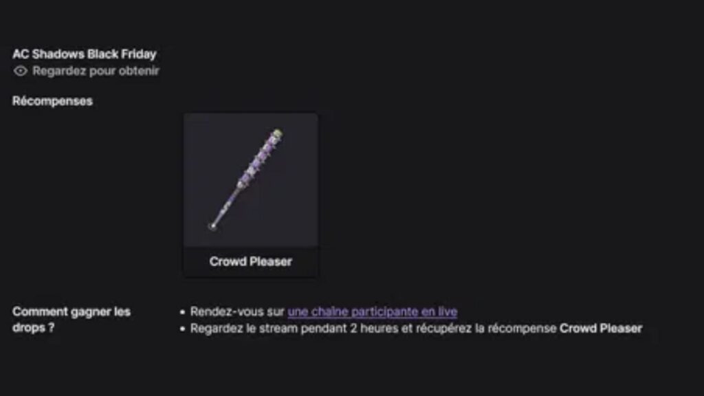 Comment récupérer la massue Crowd Pleaser dans Assassin's Creed Shadows