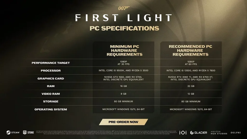 007 First Light : configurations PC minimales et recommandées officielles révélées