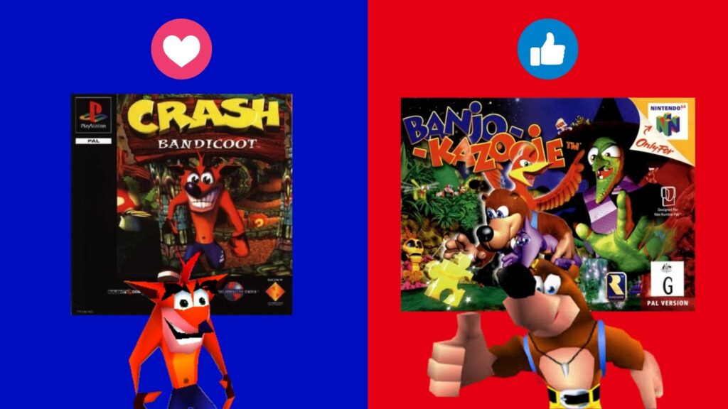 Sondage : Banjo-Kazooie (N64) ou Crash Bandicoot (PS1), le duel ultime des années 90