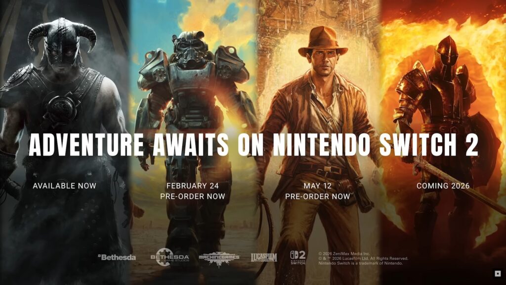 Nintendo Direct : Bethesda dévoile Oblivion Remastered, Fallout 4 et Indiana Jones sur Switch 2