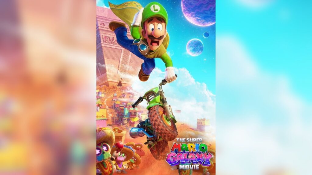 L'affiche Luigi le présente en pilote de moto dans un décor mexicain