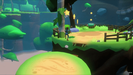 Exploration, collectibles et combats dans un monde de plateformes coloré