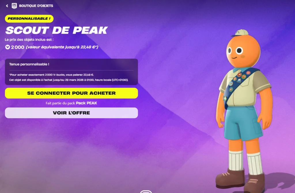 Le skin PEAK et la polémique autour des prix des V-Bucks d'Epic Games