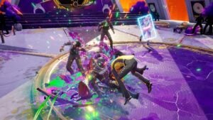 Dead as Disco gameplay - combat contre des ennemis dans un niveau coloré en Early Access PC