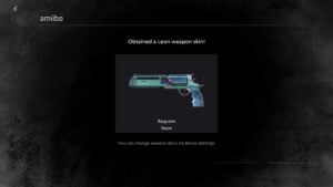 Skin d'arme Requiem Neon de Leon débloqué via amiibo dans Resident Evil Requiem