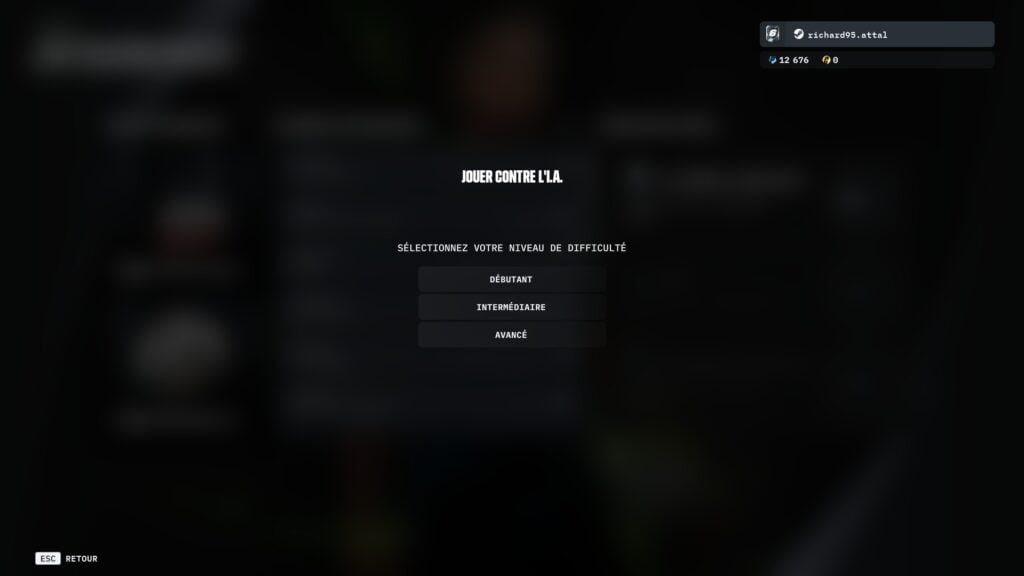Jouer contre l'IA en beginner difficulty avant de se lancer
